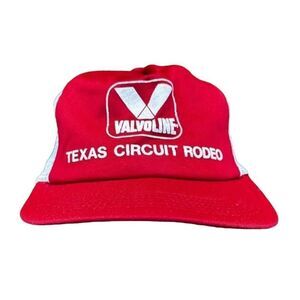 Vintage ValvoLine Texas Circuit Rodeo Trucker Cap Hat Mesh Snapback Made In USA